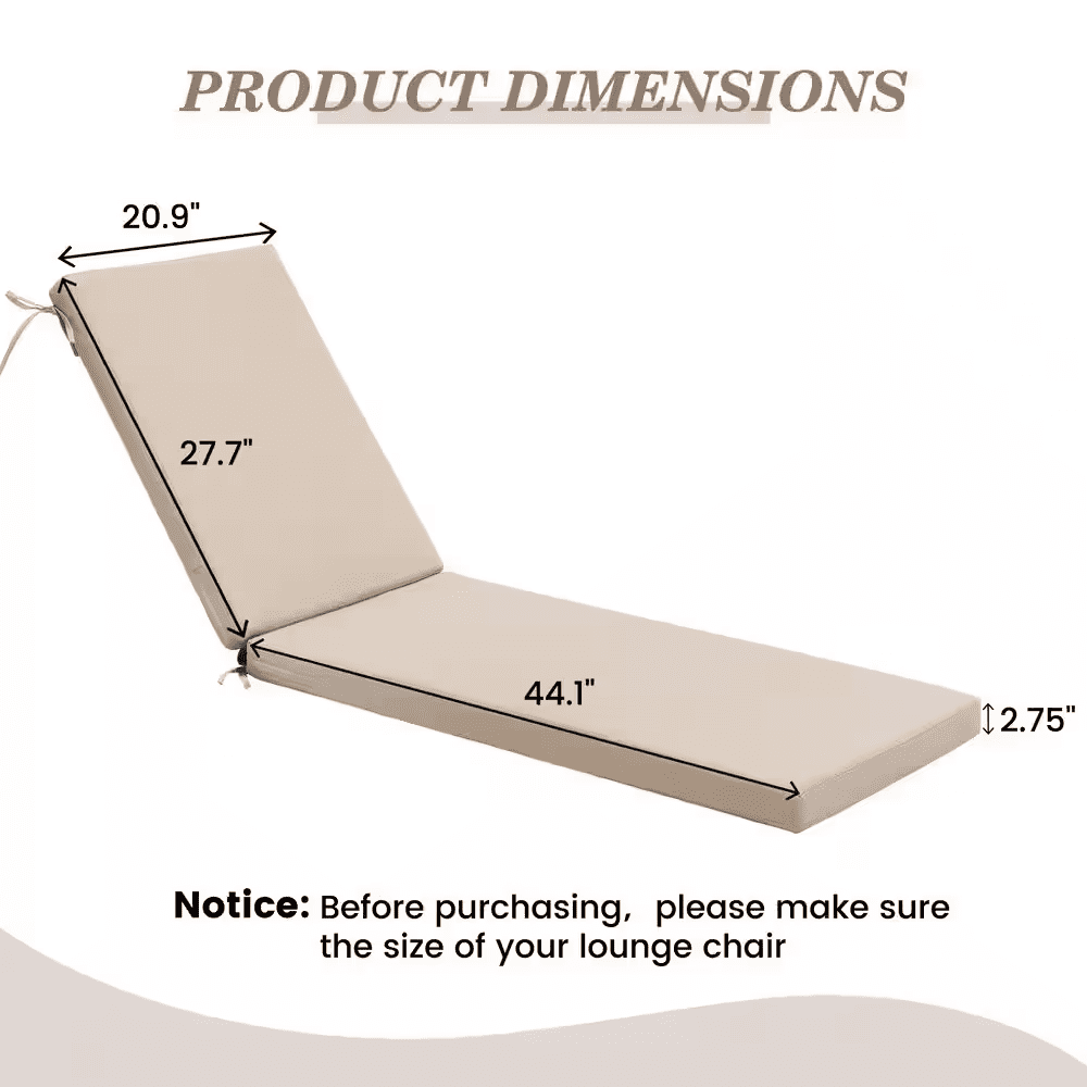 20.9 In. X 71.8 In. Outdoor Chaise Lounge Cushion in Beige (2-Pack) - Image 3