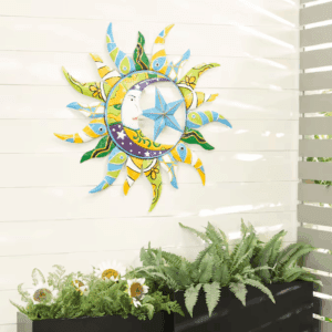 36-In W X 36-In H Metal Indoor/Outdoor Sun Abstract Wall Sculpture