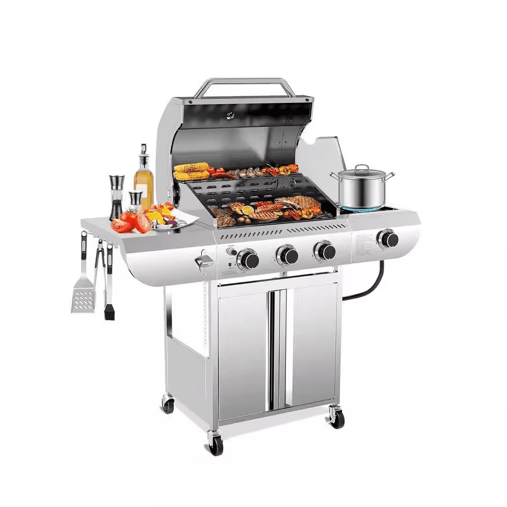 3-Burner Portable Stainless Steel Silver Propane Grill with Versatile Cooking System - Image 8