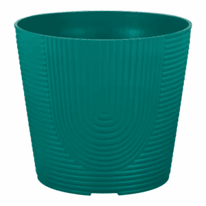 Hayze Medium Teal Plastic Lightweight round Planter with Drainage Holes (10.71 In. L X 10.71 In. W X 9.49 In. H)
