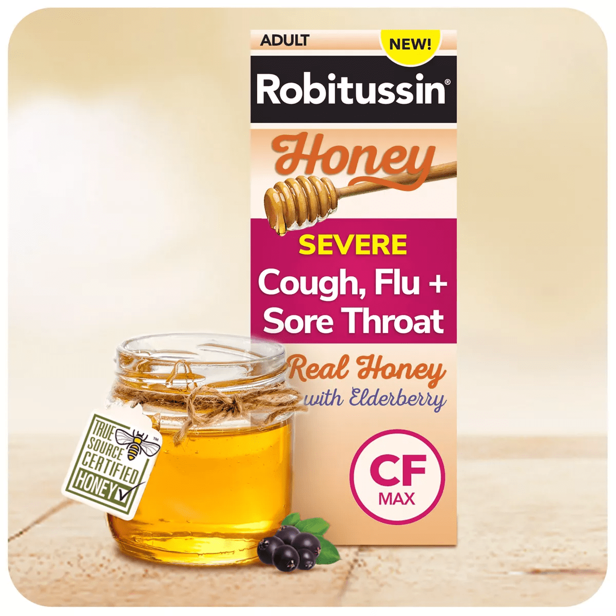 Robitussin Daytime Severe Cough, Flu and Sore Throat Syrup - Honey - 8 Fl Oz - Image 2