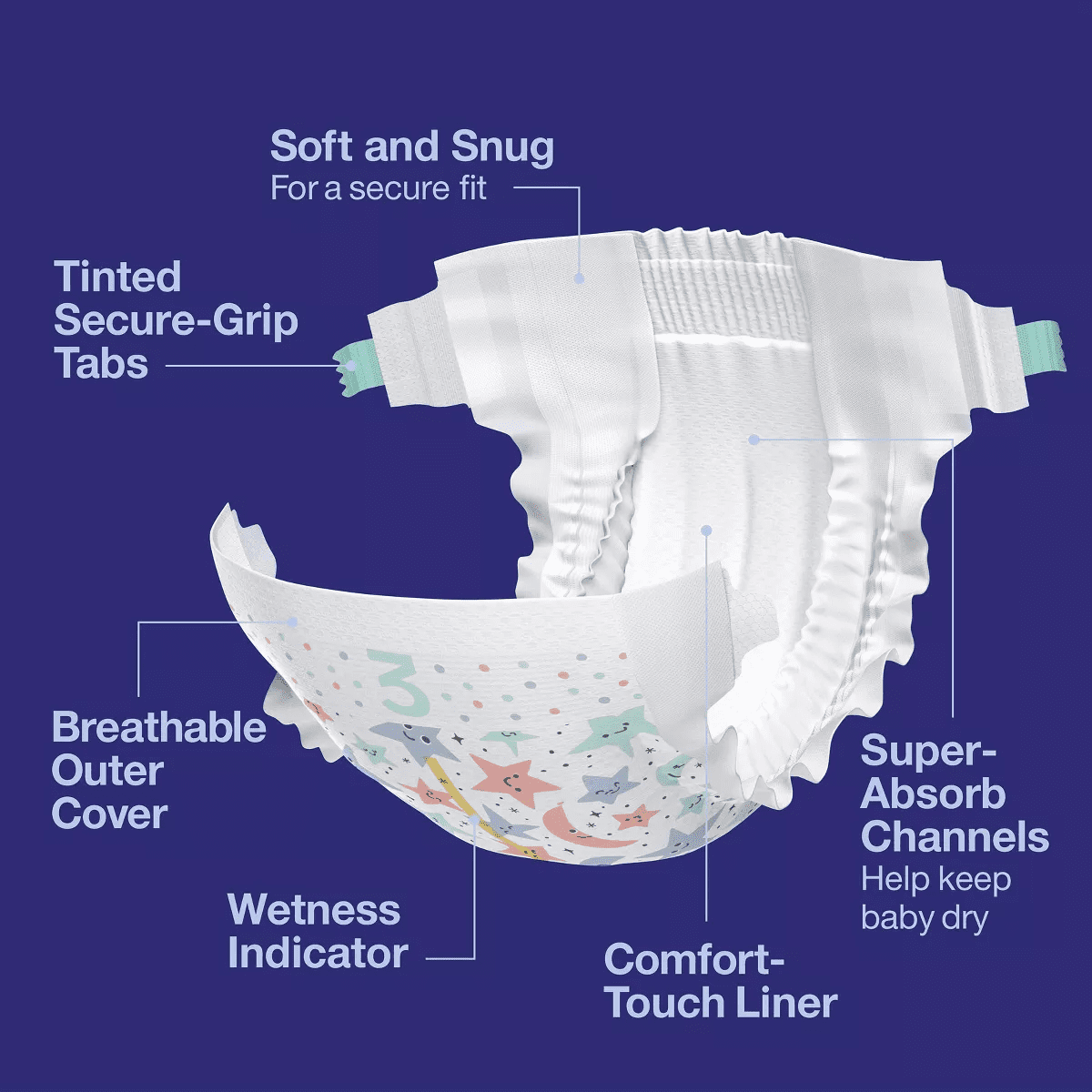 Disposable Overnight Diapers - Up&Up (Select Size and Count) (Color or Pattern May Vary) - Image 6
