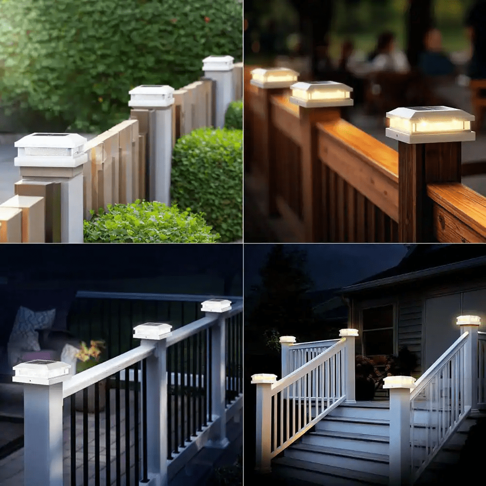 12-Pack Solar Powered Waterproof Post Cap Lights 4 X 4 4.5 X 4.5 5 X 5 Vinyl/Wooden 16 Leds Warm/Cool Lighting Outdoor - Image 2