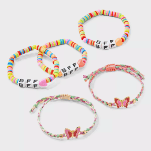 Girls' 5Pk BFF Friendship with Butterflies Bracelet Set - Cat & Jack™️: Beaded Stretch, Pull-On Closure