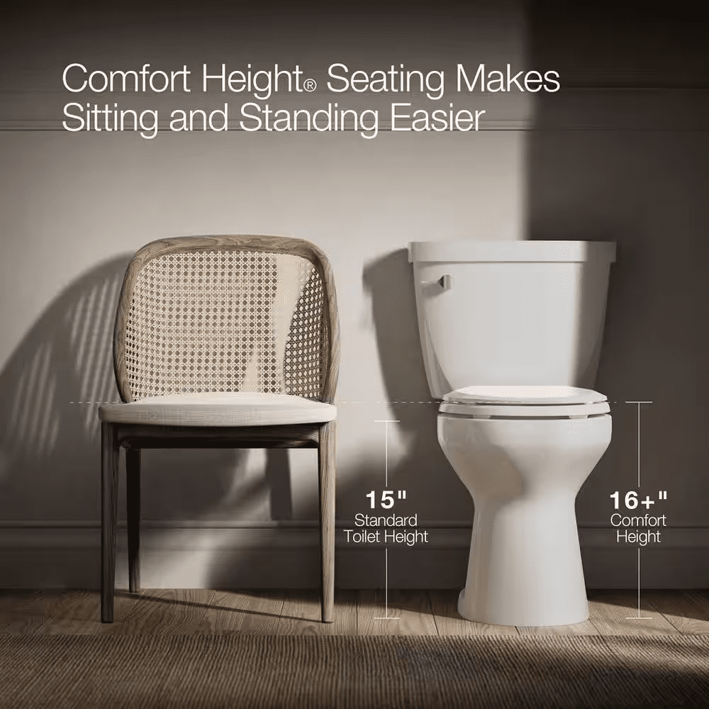 Highline Arc 12 In. Rough in 2-Piece 1.28 GFP Single Flush round Chair Height Toilet in White with Soft Close Seat - Image 5