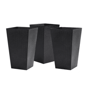 Black Plastic Outdoor Tall Planters with Drainage Hole Garden Flower Pots for Porch Patio and Deck (3-Pack)