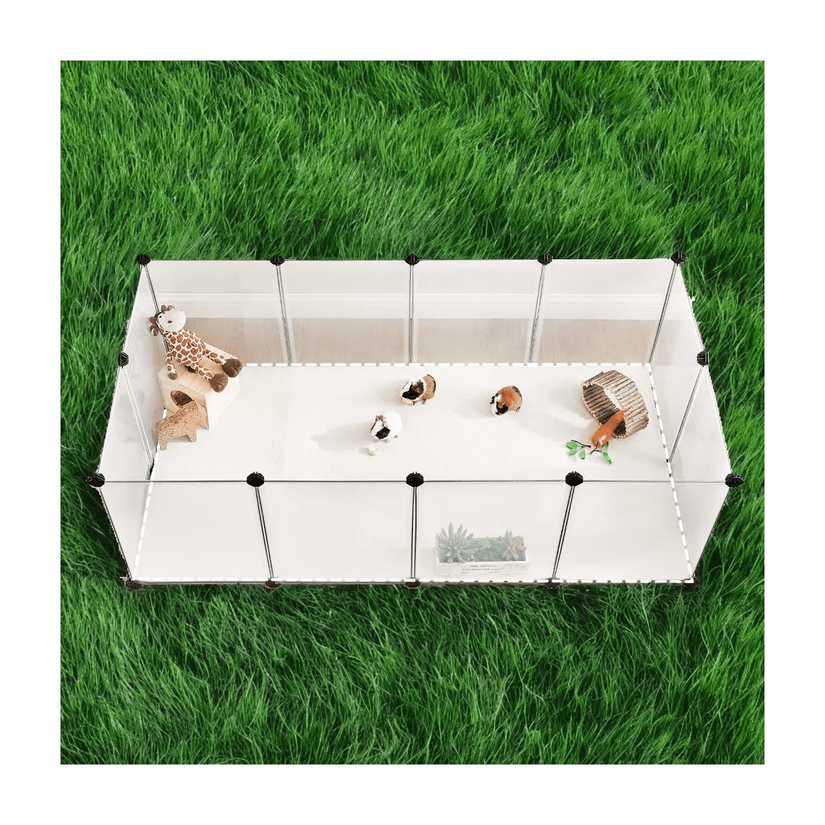 Pet Playpen with Floor, Dog Kennel, Small Animal Pen, Pet Fence Cages Indoor, DIY Plastic Enclosure for Hamsters, Rabbits, 56.3 X 28.7 X 18.1 Inches - Image 3