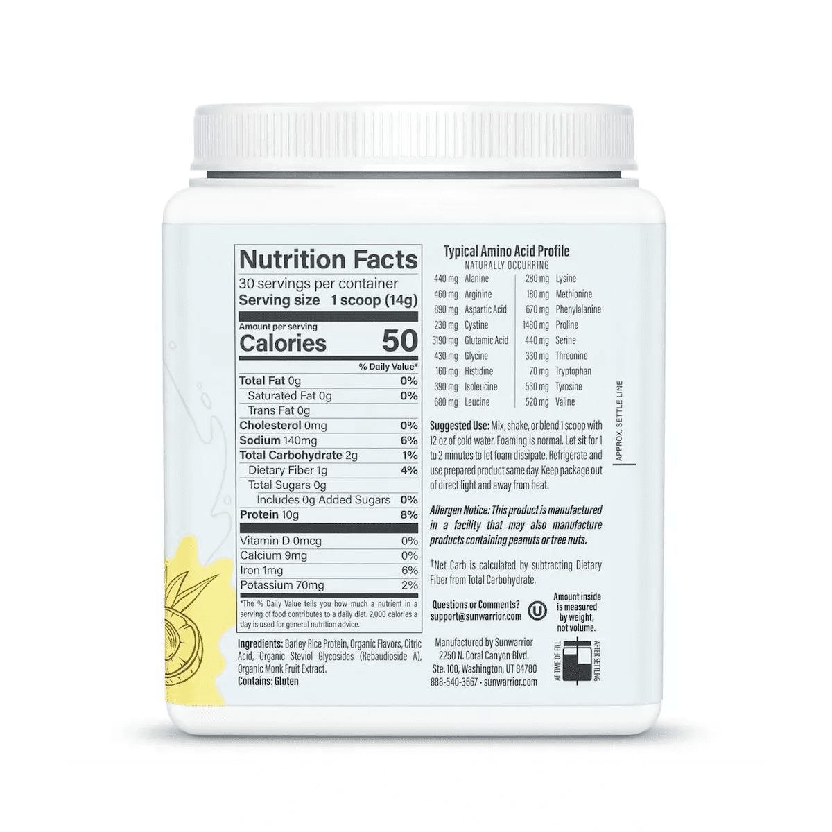 CLEAR Protein Refresh Protein Powder, Plant Based Protein Powder, Sunwarrior, Pineapple Coconut, 420G (30 Servings) - Image 2