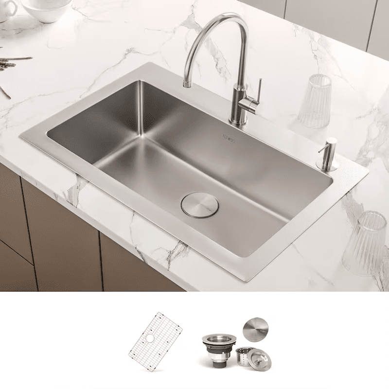 Modena Drop-In 33-In X 22-In Stainless Steel Single Bowl 16 -Gauge Kitchen Sink