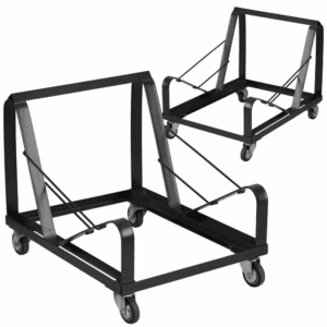 440 Lbs. Capacity Stack Chair Dolly with Wheels - Black (Set of 2)