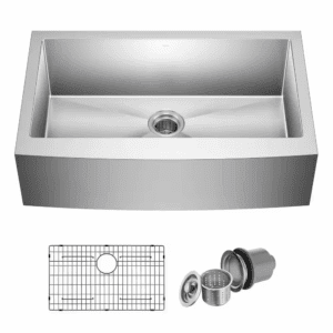 Standart PRO 33 In. Farmhouse/Apron-Front Single Bowl 16 Gauge Stainless Steel Kitchen Sink with Accessories