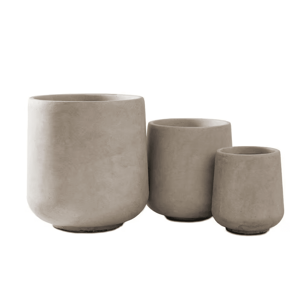 15.3 In. 11.6 In. 8.2 In. round Concrete Planters, Indoor/Outdoor Pots with Drainage Holes, Weathered Concrete