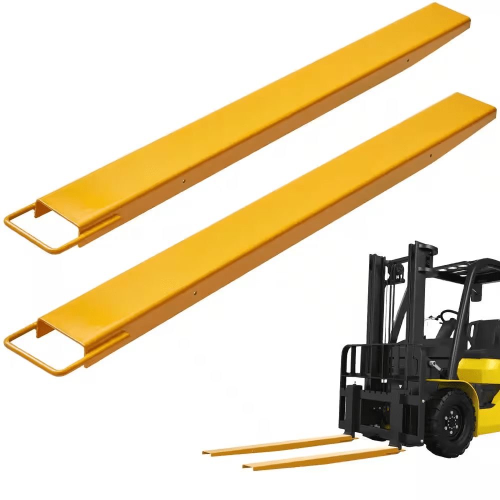 Pallet Fork Extensions 60 In. L X 4.5 In. W Heavy-Duty Carbon Steel Fork Extensions for Forklifts (1-Pair, Yellow)