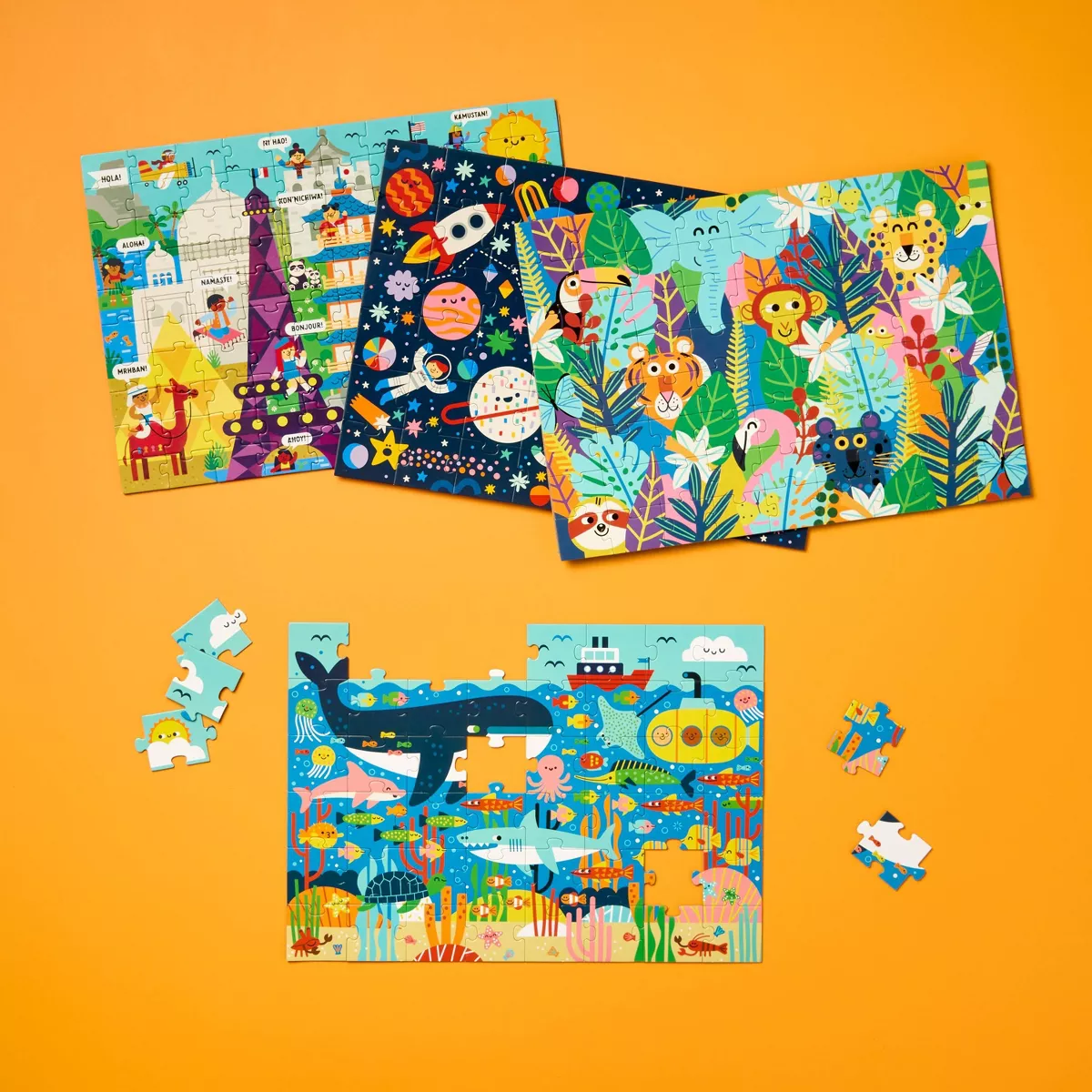 4Pk Jigsaw Puzzles 48-100Pcs - Gigglescape™: Kids, Ages 3+, Fantasy Theme, Problem Solving, Paperboard Material - Image 2