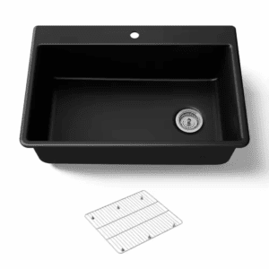 Kennon 33 In. Drop-In 1-Hole Single Bowl Neoroc Granite Composite Kitchen Sink in Matte Black