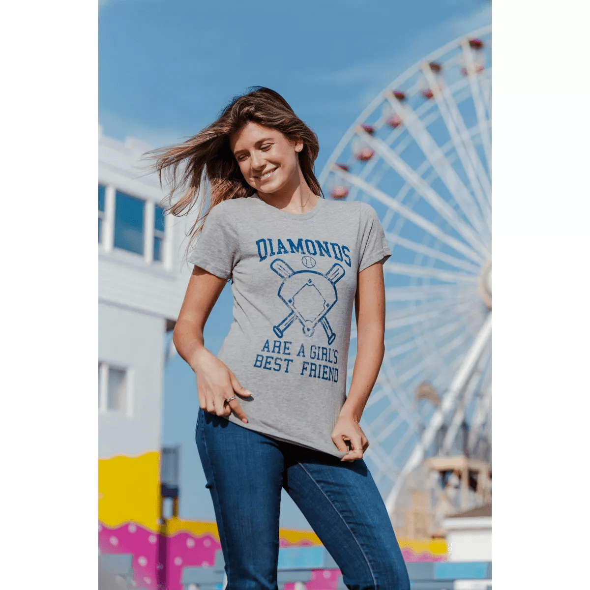 Womens Diamonds Are a Girls Best Friend T Shirt Funny Cute Baseball for Ladies - Crazy Dog Women'S T Shirt for Baseball Fan - Image 5