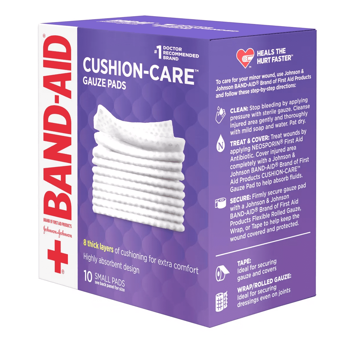 Johnson & Johnson Brand Cushion Care Gauze Pads, Small, 2 in X 2 in - 10 Ct - Image 5