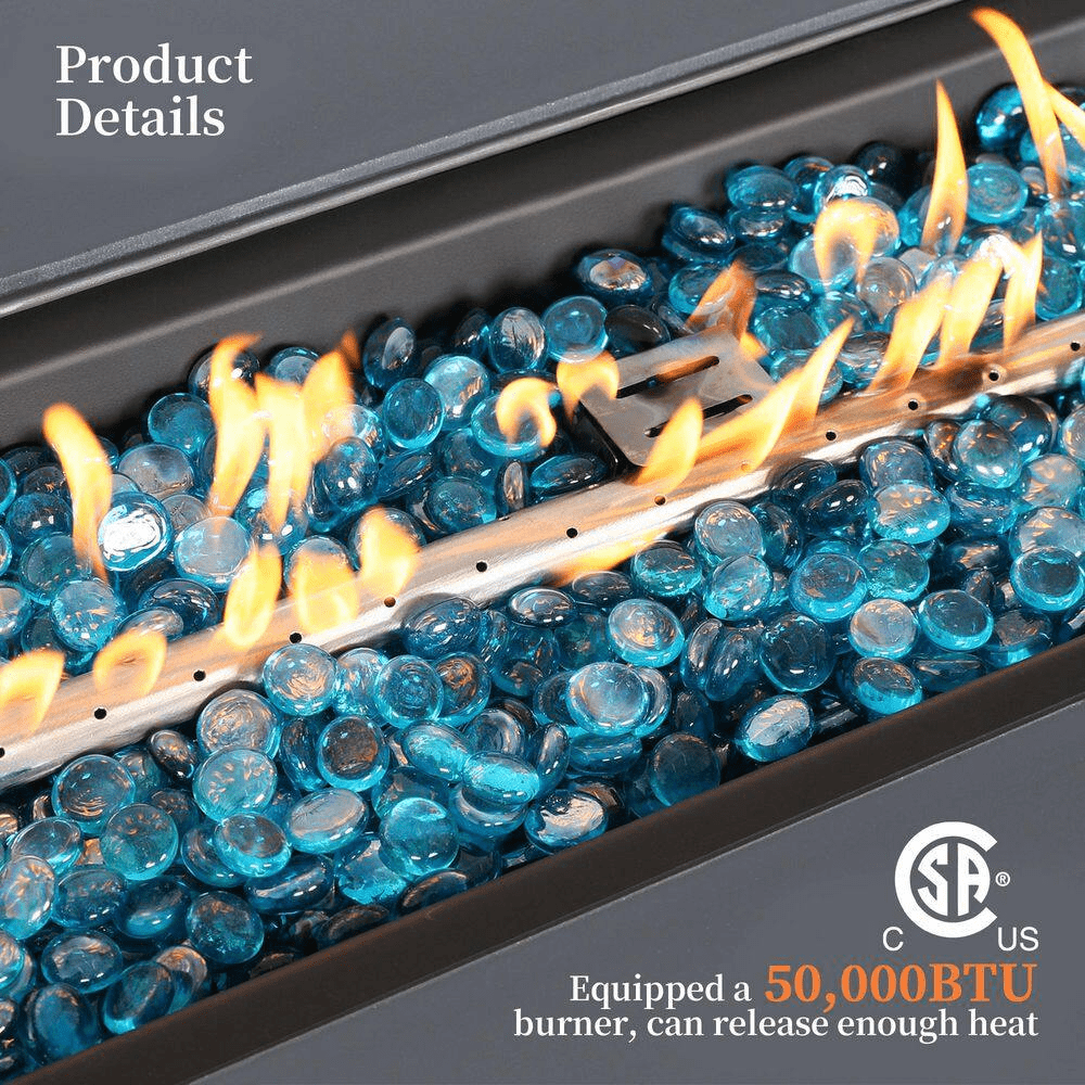 56 In. Rectangular Outdoor Magnesium Oxide Dark Gray Fire Pit Table with Gas Tank Cover - Image 5