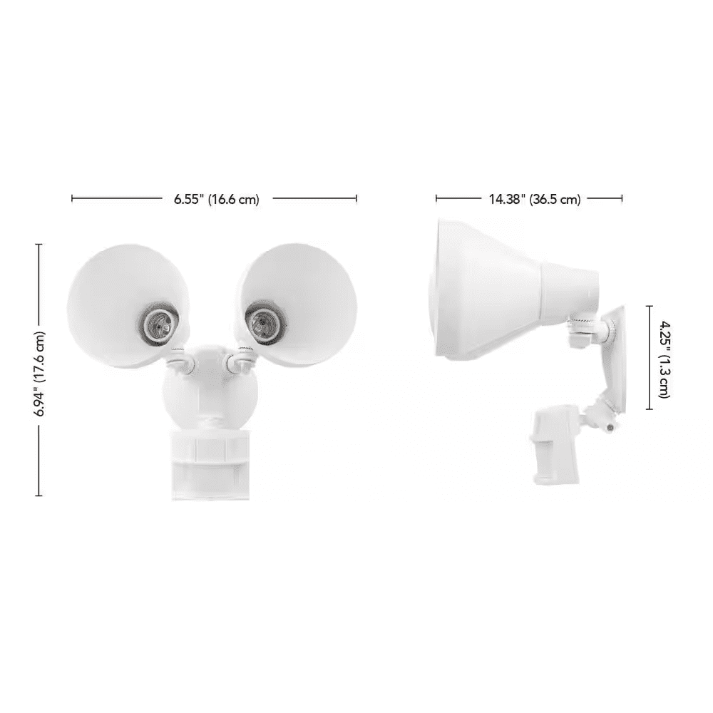 PAR 180° White Motion Sensing Security Light Wired Outdoor 2-Head Dusk-To-Dawn Flood Light - Image 9