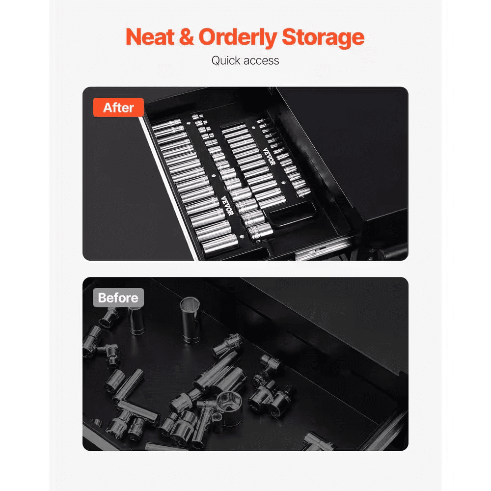 Portable Socket Organizer Tray, 3-Piece Metric and SAE Socket Organizer Set, 1/4 In., and 1/2 In. Heavy-Duty - Image 6