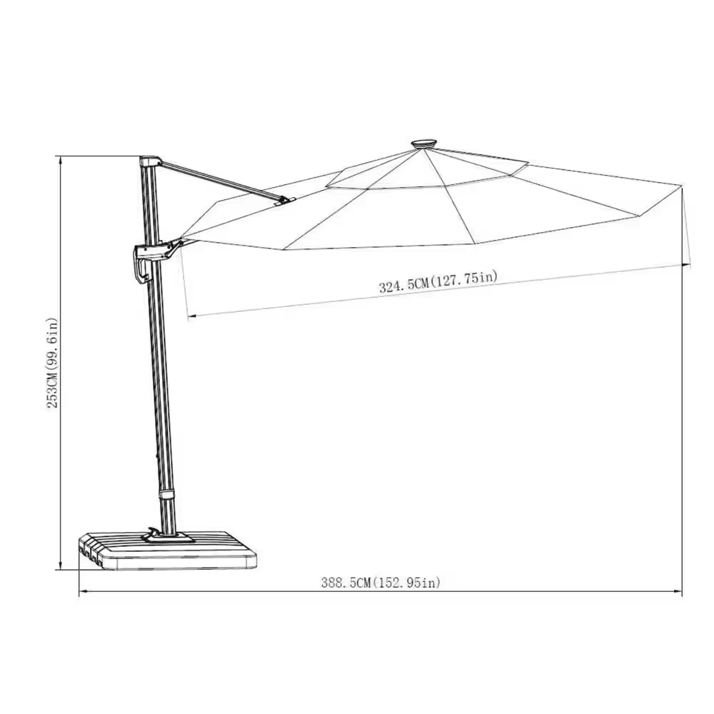 11 Ft. Aluminum Cantilever Solar LED Offset Patio Umbrella in Putty Beige - Image 7