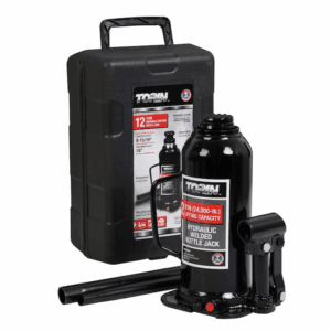 Black 12-Ton Steel Hydraulic Bottle Jack