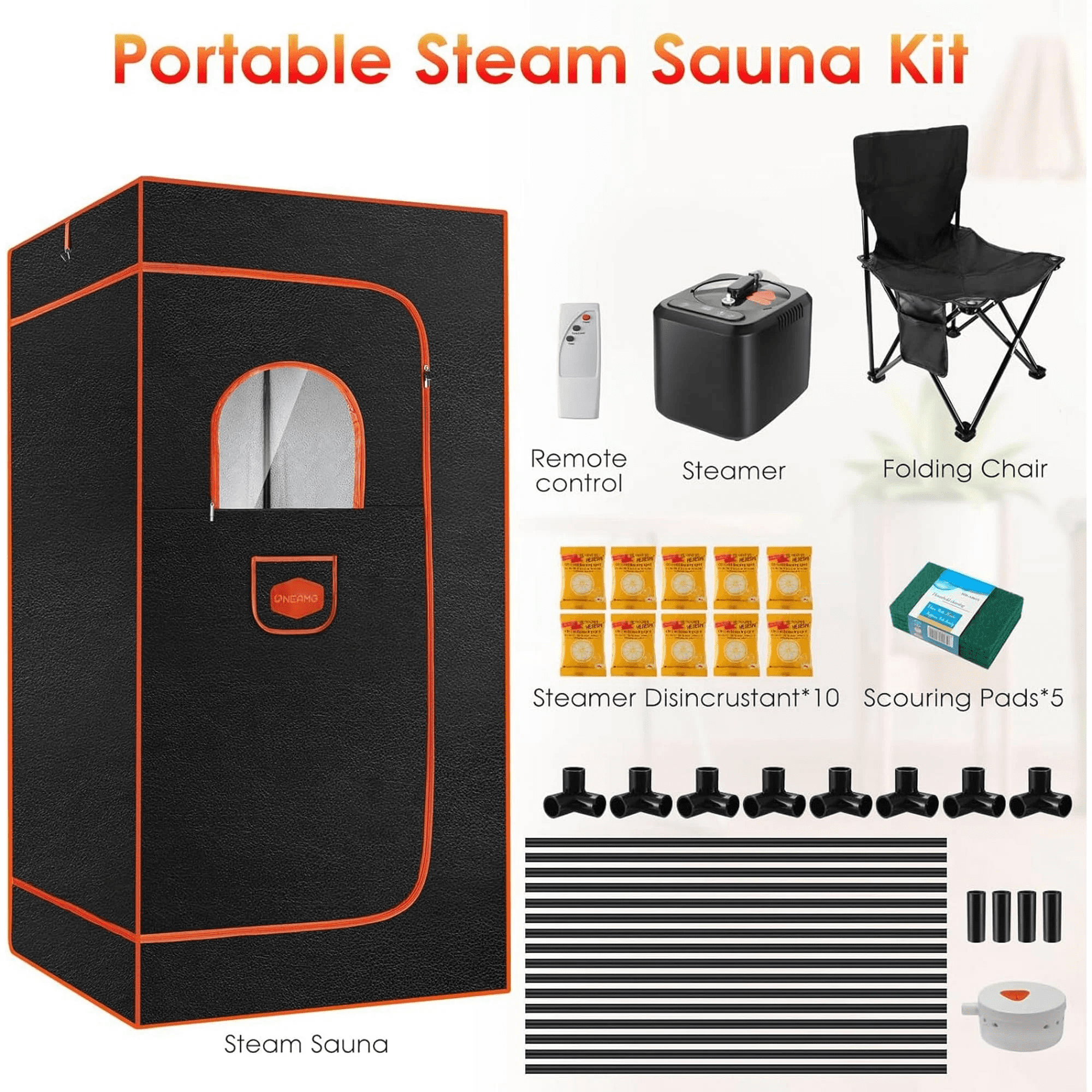Portable Sauna Box, Portable Sauna for Home, Steam Sauna with 3L 1000W Steamer, Remote Control, Folding Chair, Home Sauna Tent for Gym Yoga, Pilates, Hot Tub - Image 3