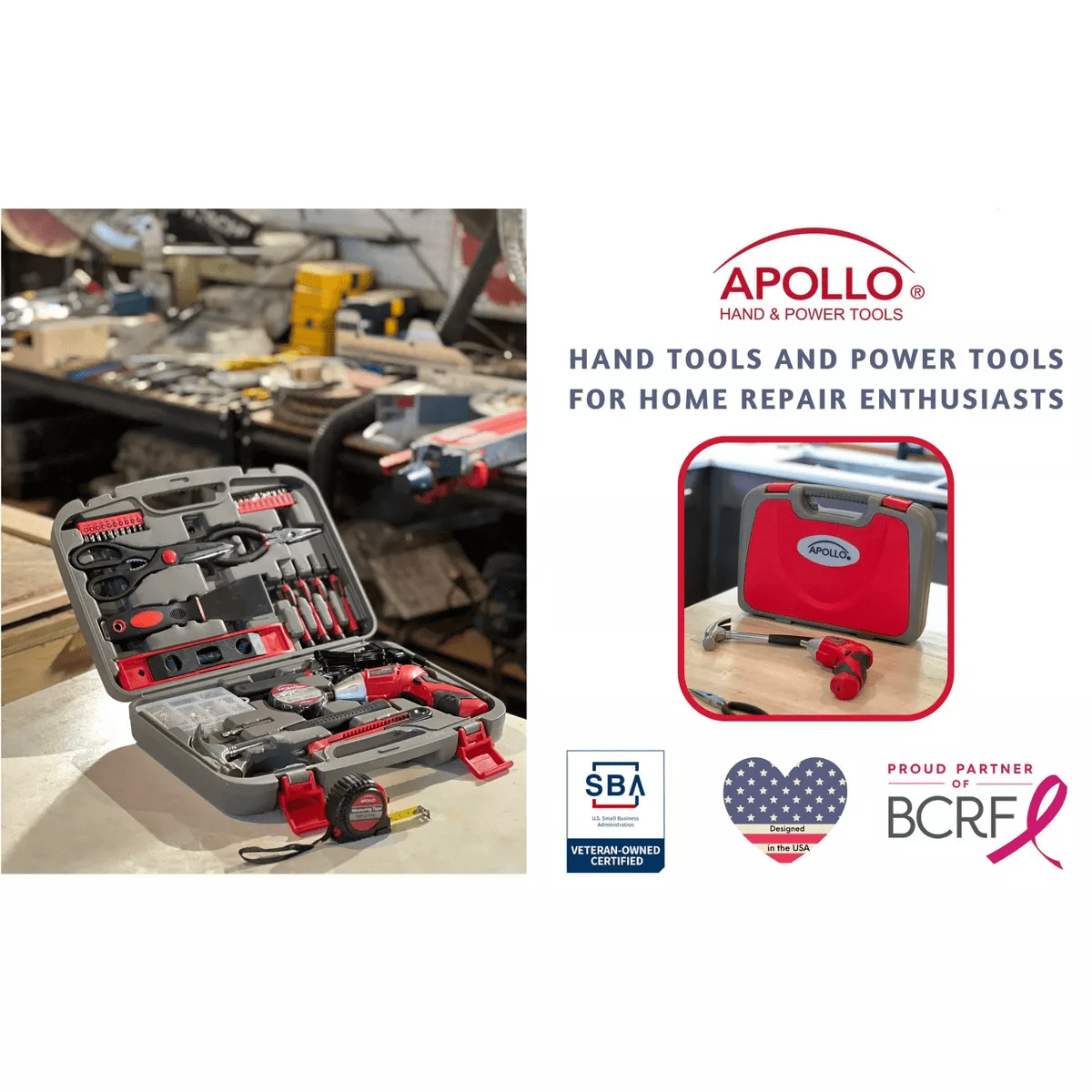 Apollo Tools 135Pc Household Tool Kit DT0773 Red: Chromed Steel Hand Tool Set with Carrying Case & Lifetime Warranty - Image 6
