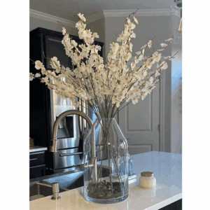 35 In. White Indoor Artificial Orchid Flower, 10-Bunches