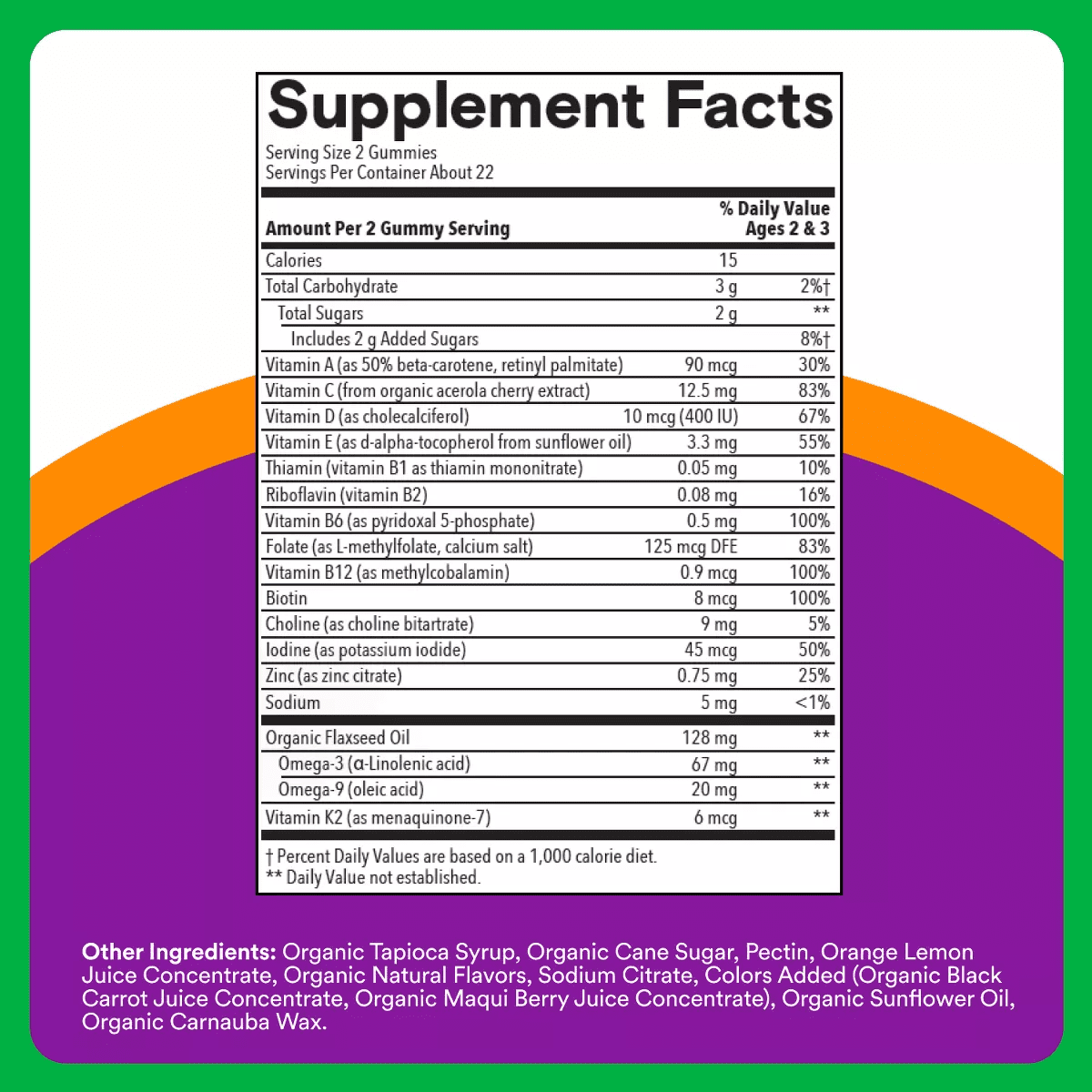 Smartypants Organic Toddler Multi & Vegetarian Omega 3 Gummy Vitamins with D3, C & B12 - 45 Ct - Image 4