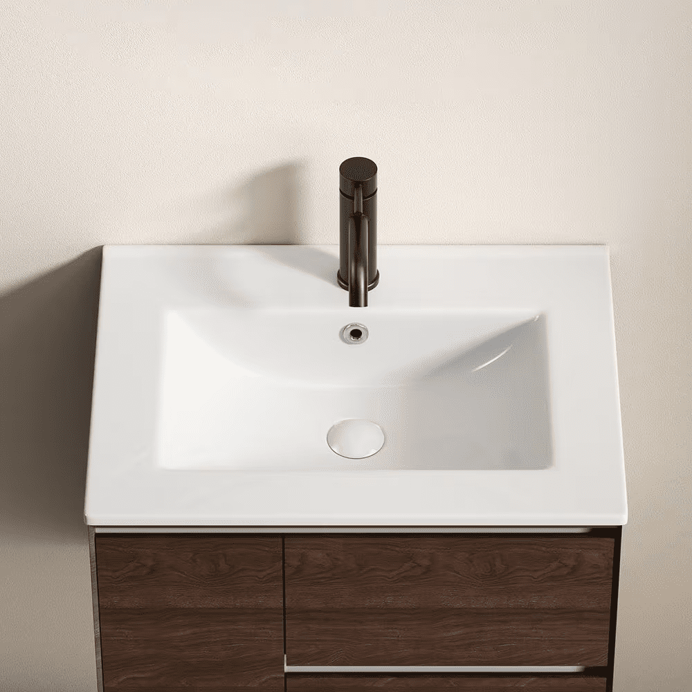 24.02 In. Drop-In Rectangular Ceramic Bathroom Sink Top in White - Image 5