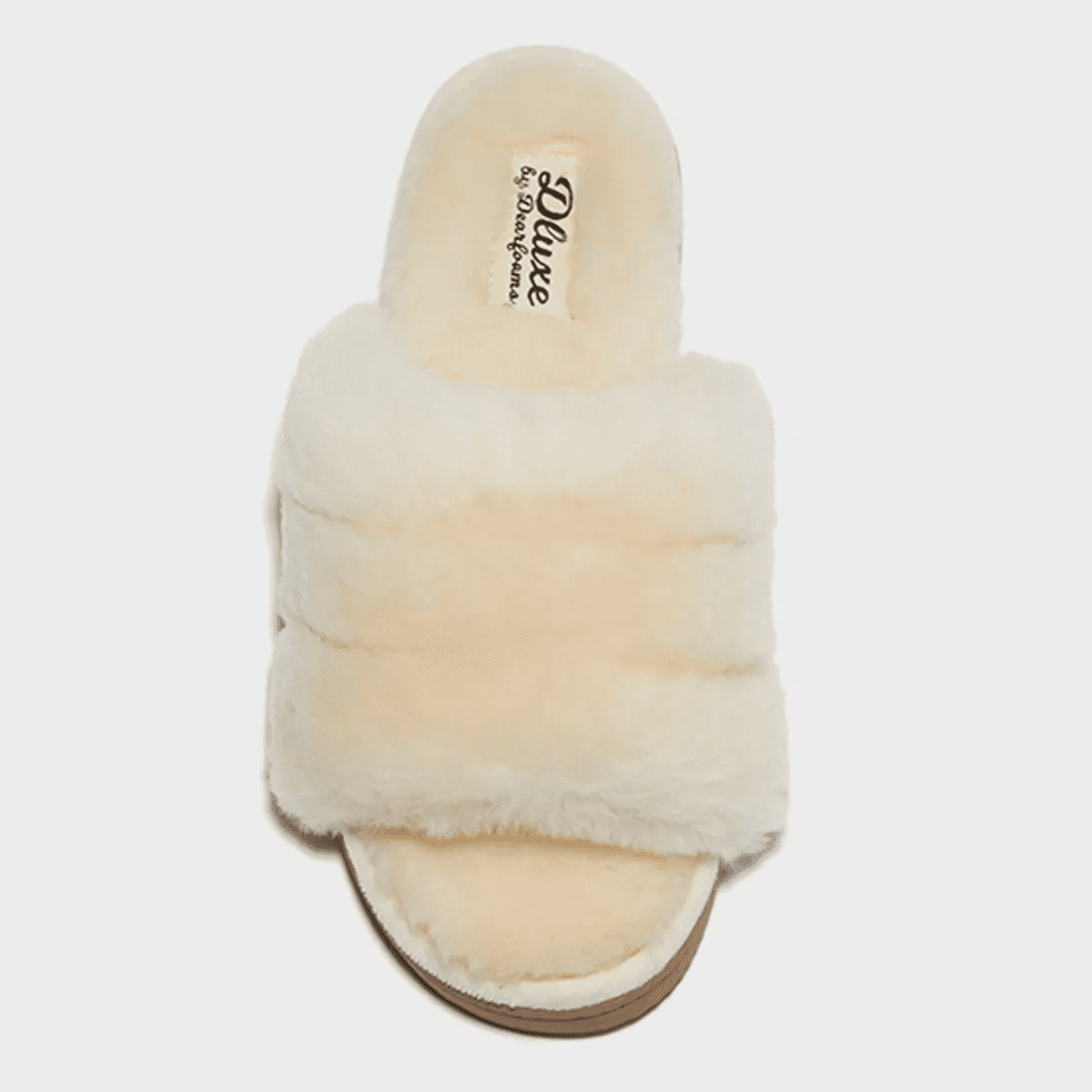 Dluxe by Dearfoams Women'S Shearling One Band Slide Slippers - Cream - Image 3