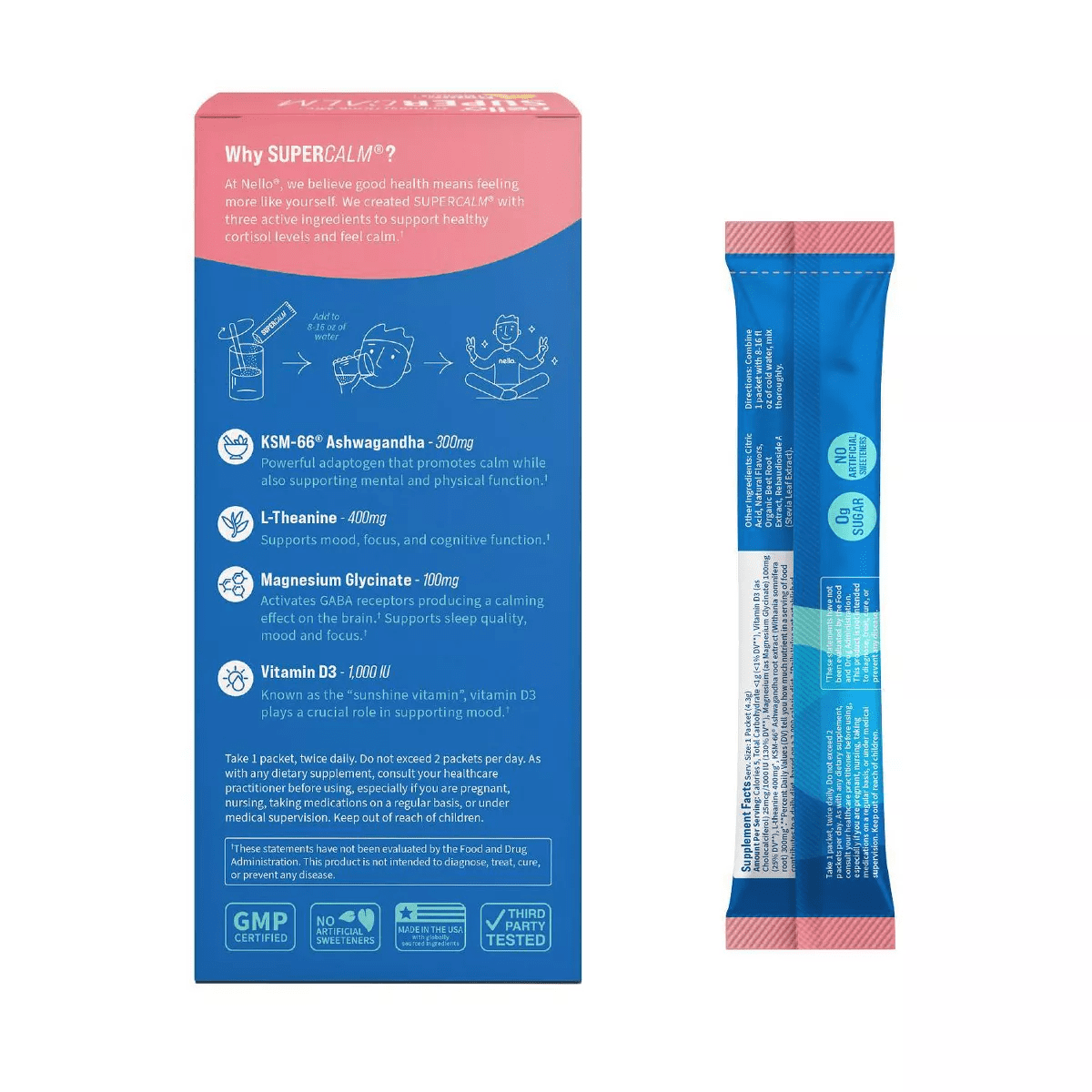 Nello Supercalm Calming Drink Mix Supplement Powder - Raspberry Lemonade - 10Ct - Image 5