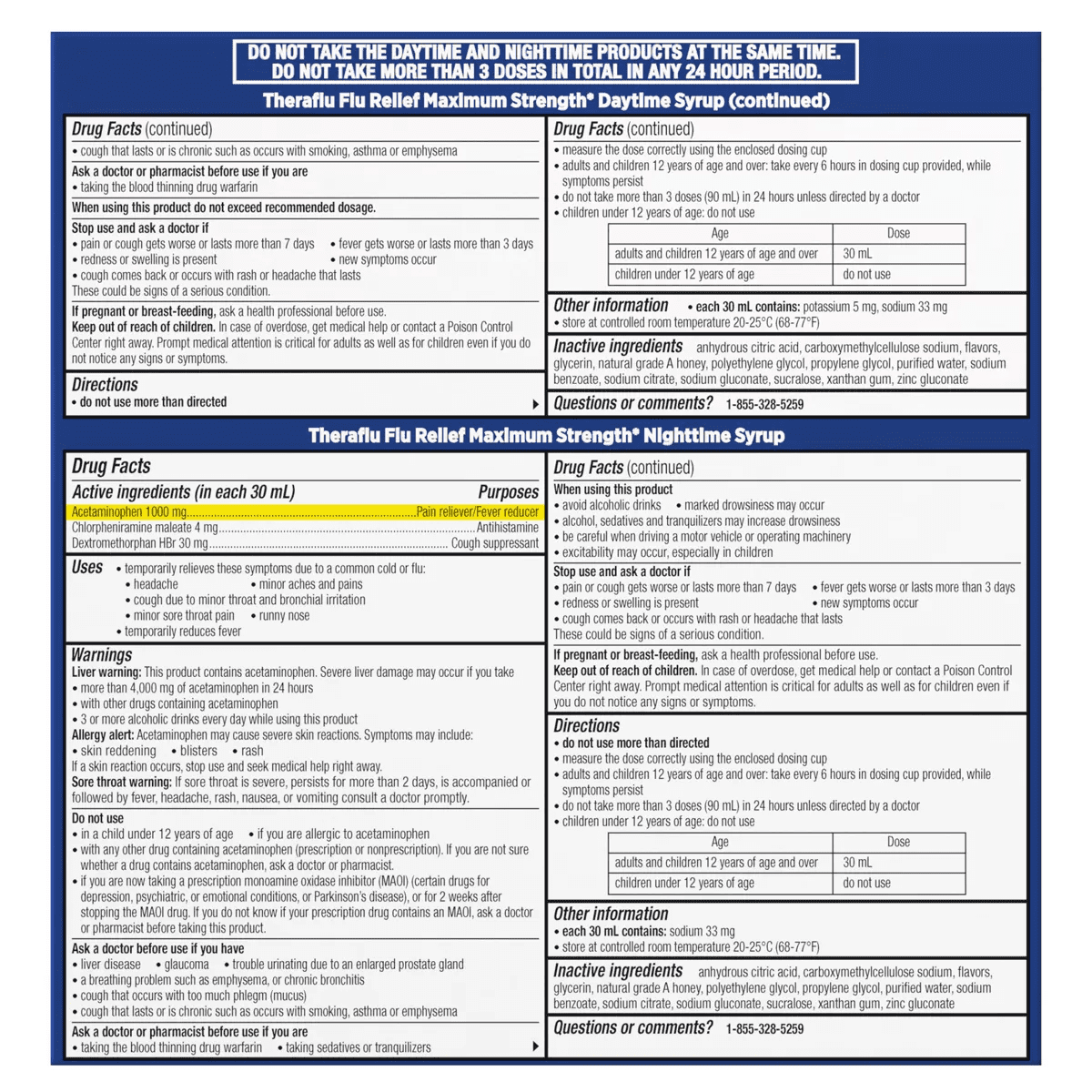 Theraflu Multi-Symptom Flu Relief Max Strength Day & Night Liquid - Honey Elderberry - 16.6 Fl Oz - Image 2