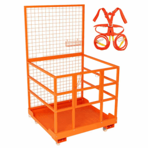 43 X 45 In. Forklift Safety Cage, 1800 Lbs. Capacity Forklift Man Basket Work Platform with Guardrail and Safety Lock