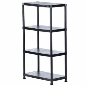 4-Tier Easy Assembly Scratch Resistant Plastic Garage Storage Shelving Unit in Black (28 In. W X 52 In. H X 15 In. D)
