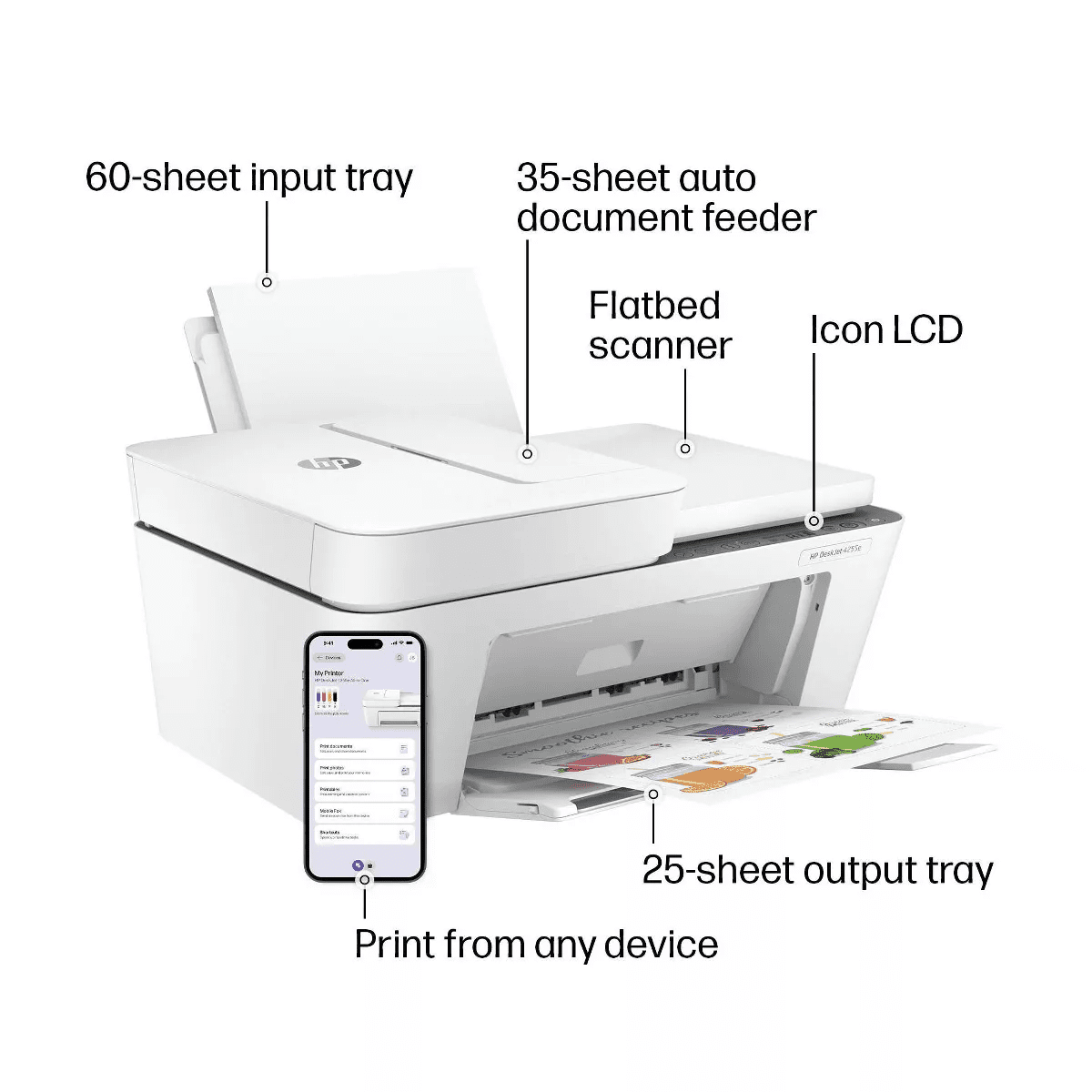 HP Deskjet 4255E Wireless All-In-One Color Printer Scanner Copier with 3 Months Free Instant Ink (588S6A) - Image 4
