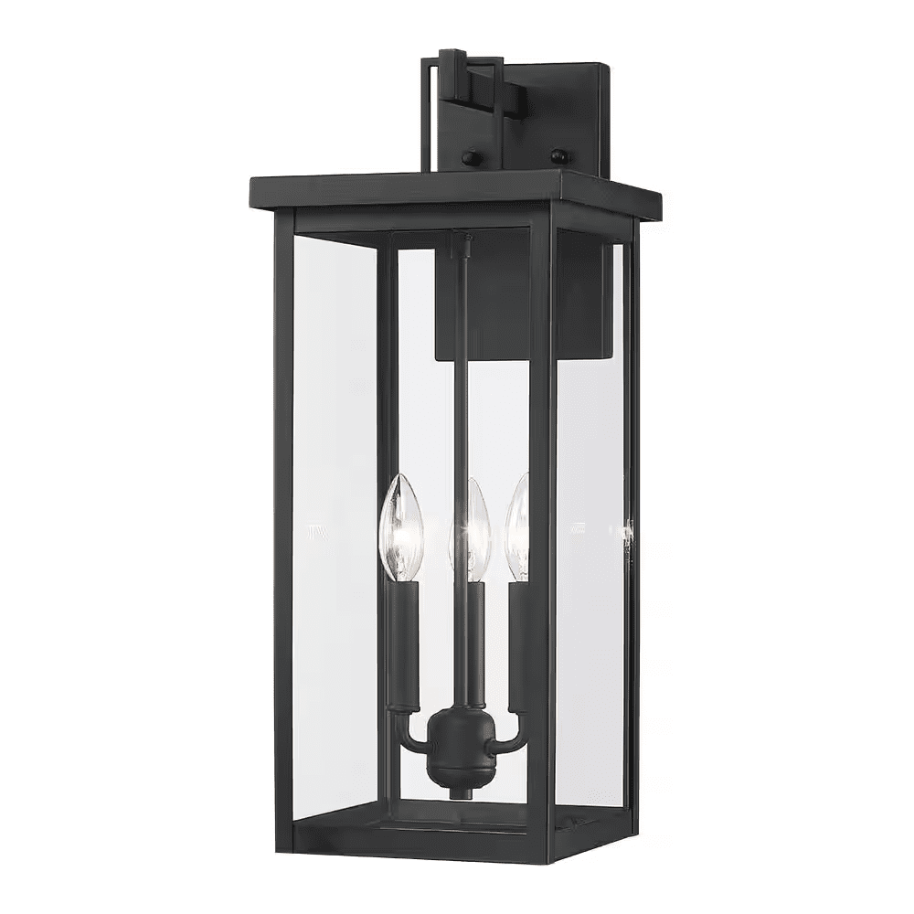 Trevot 3-Light 22.5 In. Large Black Outdoor Wall Lantern Sconce - Image 8
