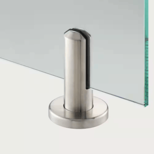 3.8 In. in Diameter X 6.4 In. H Silver Stainless Steel round Baseplate Glass Railing Spigot for 1/2 In. Glass Thickness