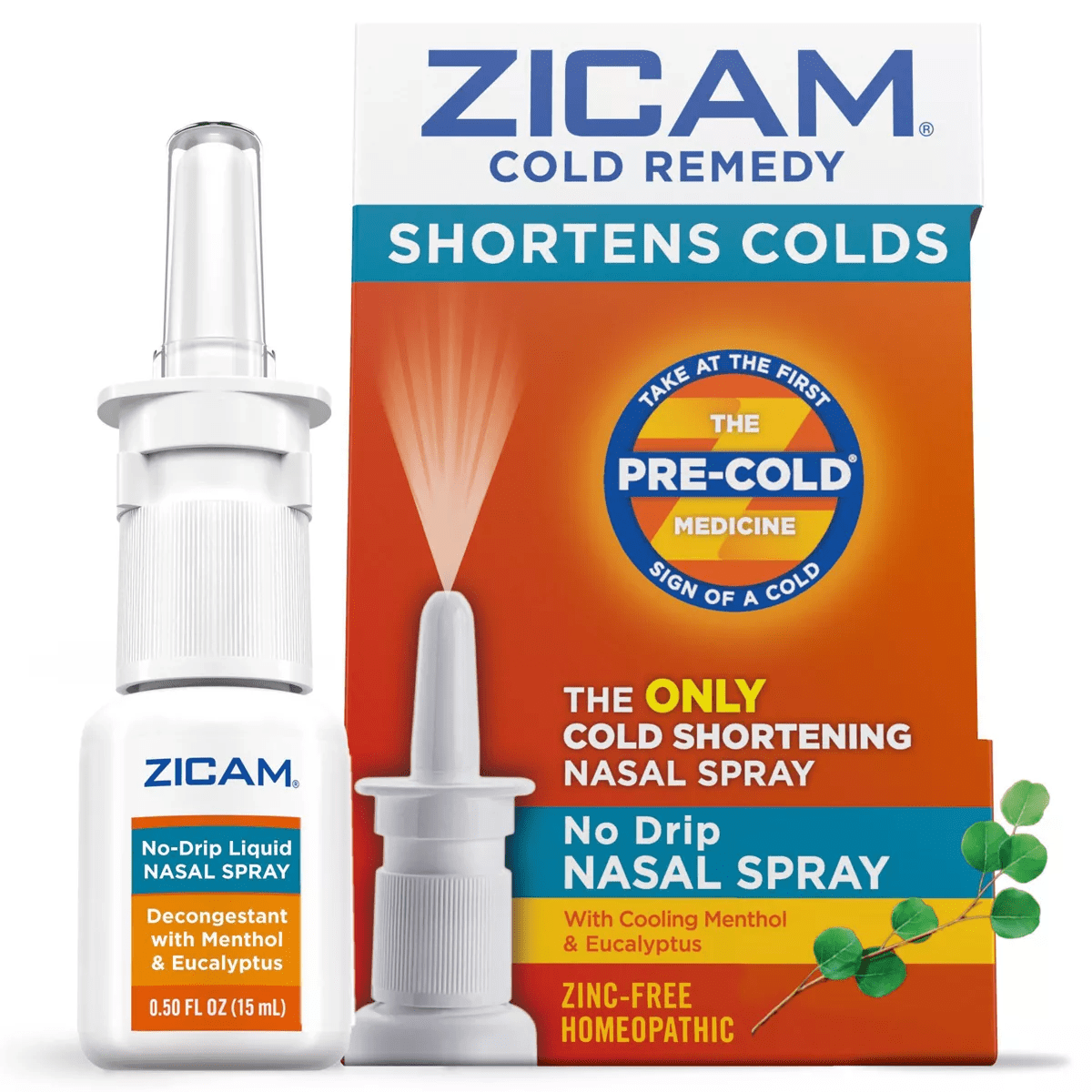 Zicam Cold Remedy Cold Shortening No-Drip Zinc-Free Nasal Spray - 0.5Oz