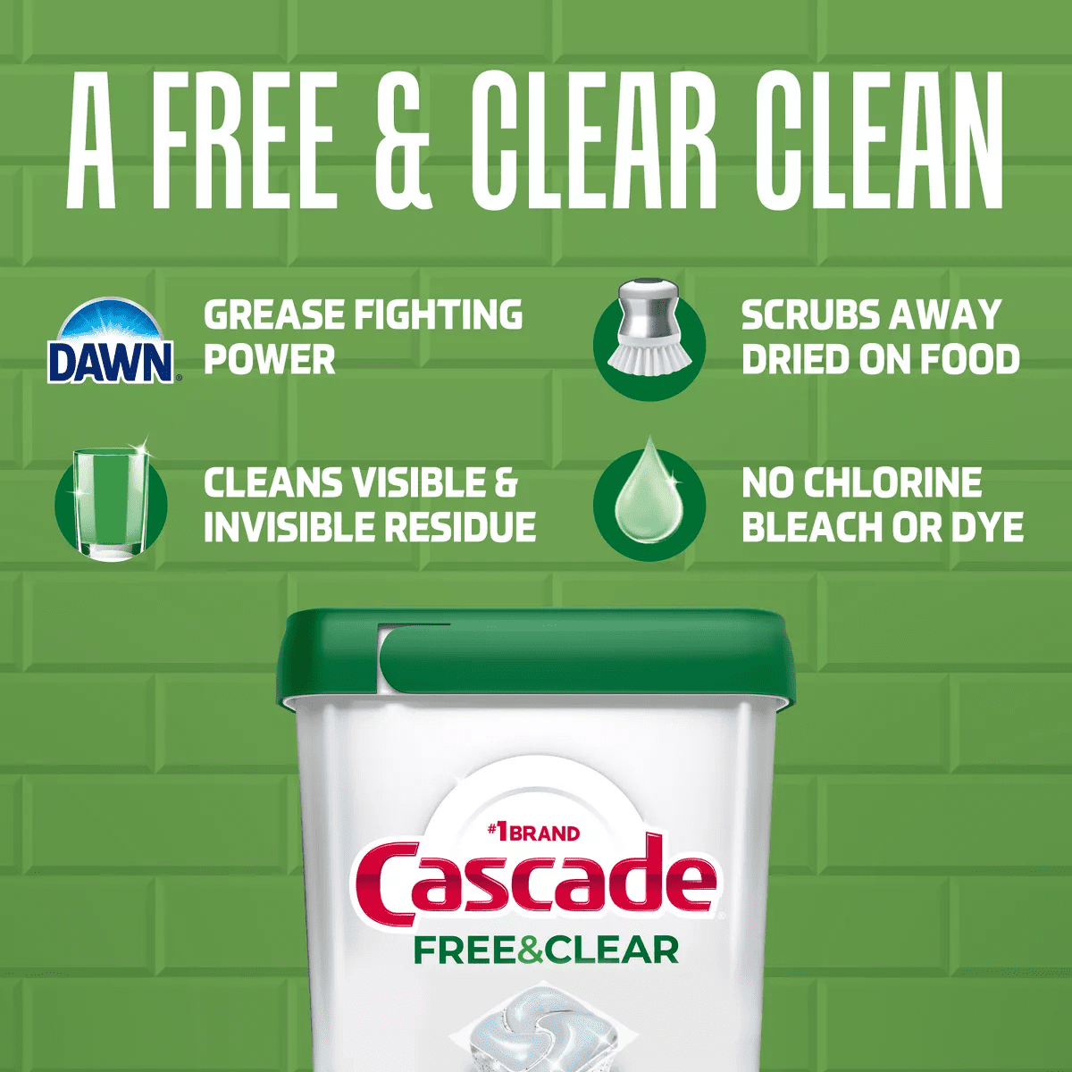 Dawn Cascade Free & Clear Action Pacs Dishwasher Detergent Tablets - Lemon Essence - Image 4