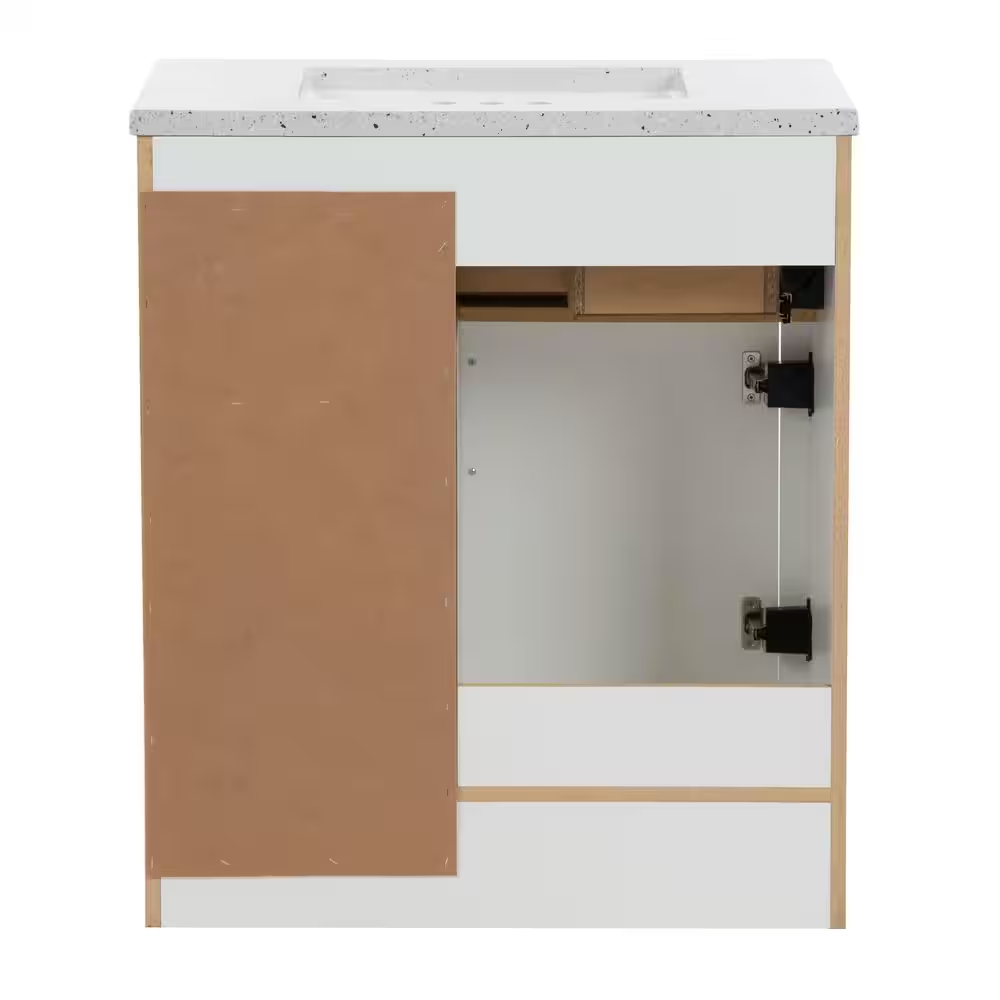 Clady 31 In. Single Sink White Bath Vanity with Silver Ash Cultured Marble Top (Assembled) - Image 12