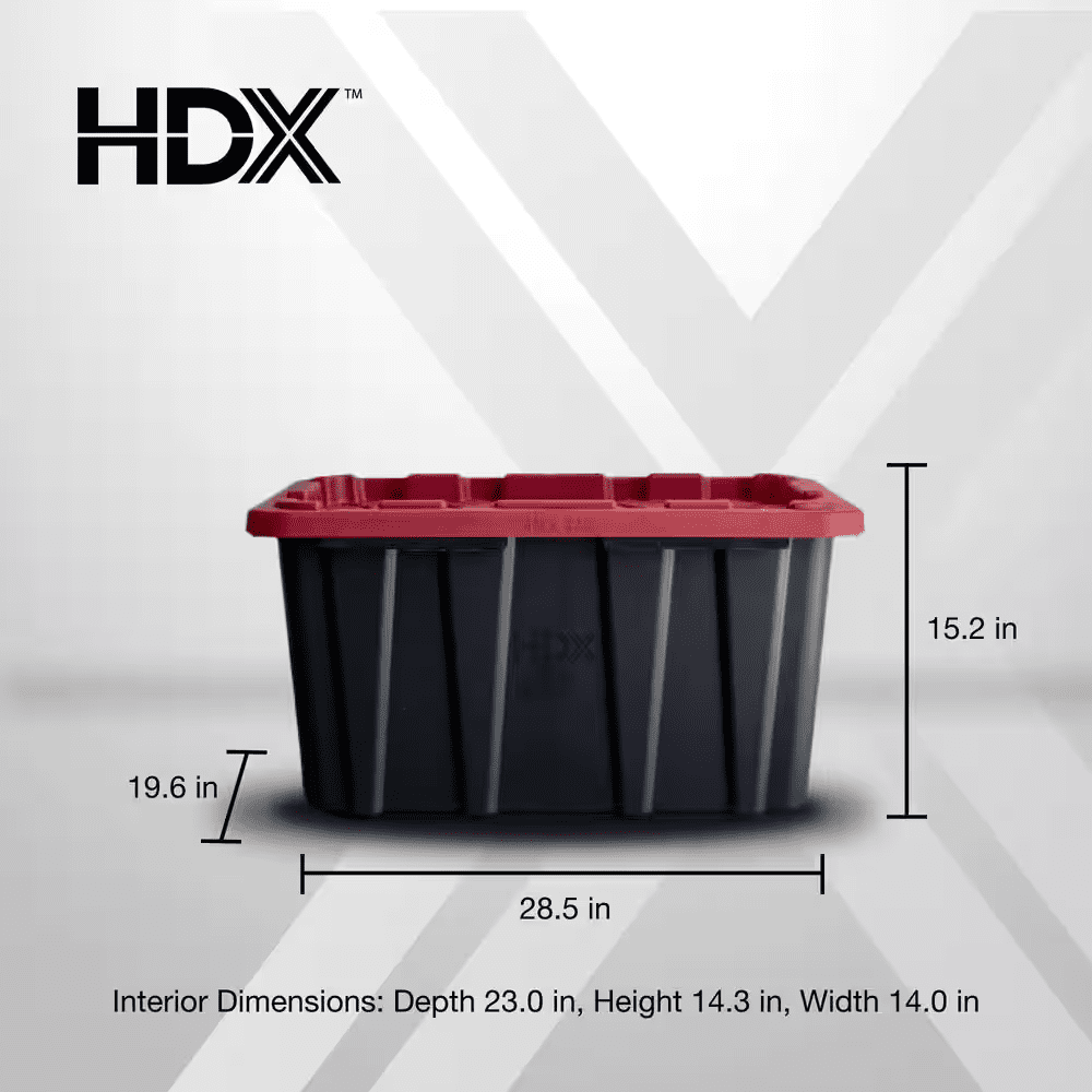 27 Gal. Tough Storage Tote in Black and Red - Image 4