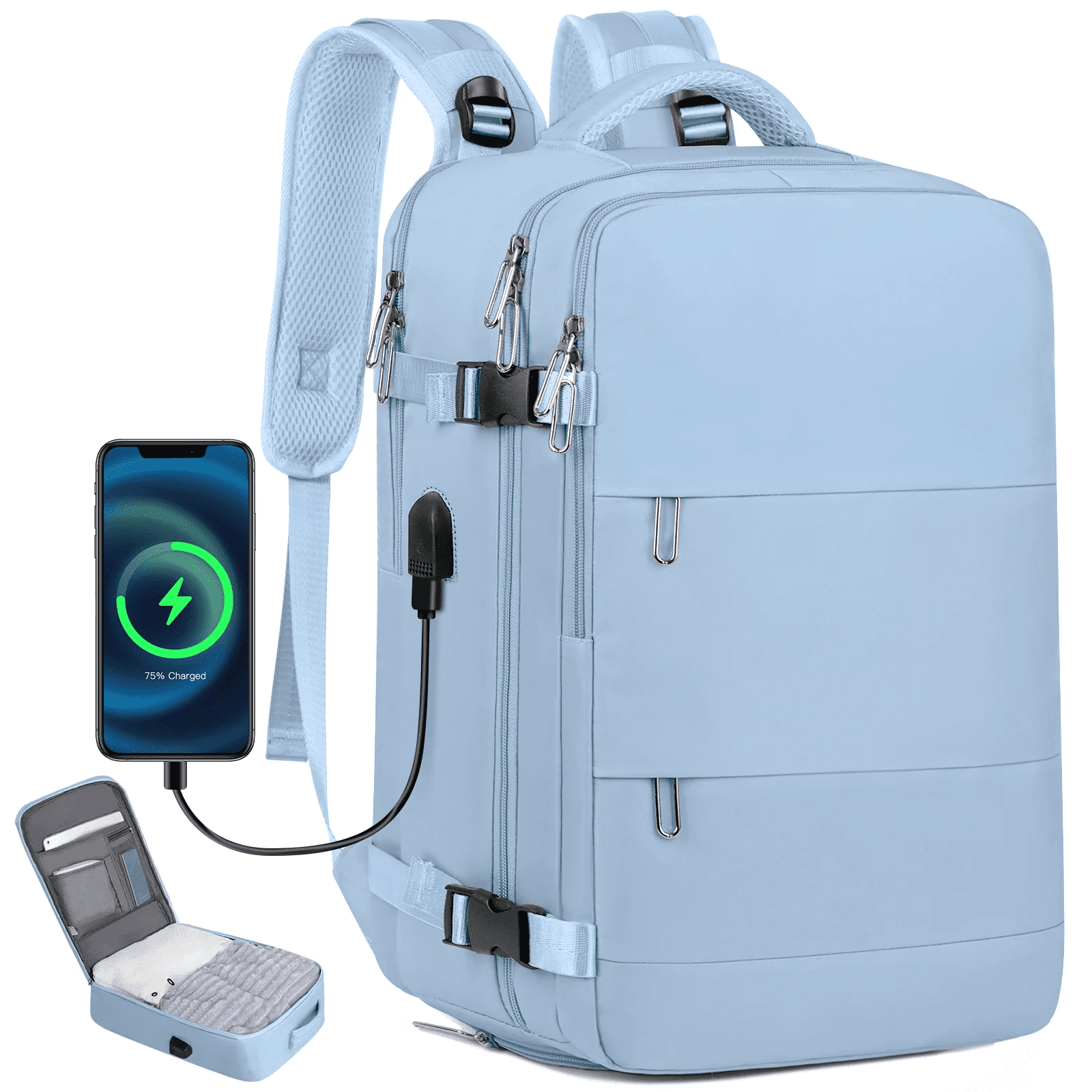 Travel Backpack for Women with USB Charging Port, Tsa-Approved Laptop Backpack, Lightweight Carry on Backpack Fit 15.6” Laptop for Weekend Trips, Business Travel & Hiking, Black - Image 10