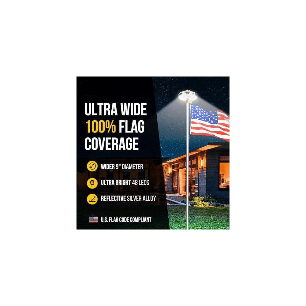 9.5 In. Solar Powered Flag Pole Light, 1300 Lumen, Weatherproof, for Most Flagpoles - Image 4