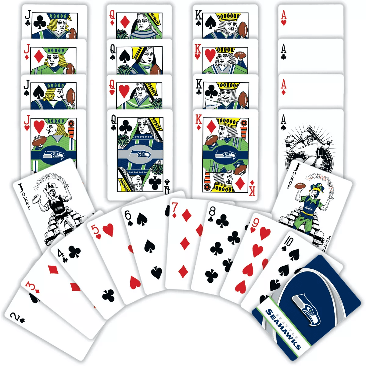 Masterpieces Officially Licensed NFL Seattle Seahawks Playing Cards - 54 Card Deck for Adults - Image 3