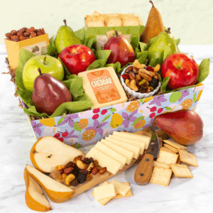 Classic Fresh Fruit Basket Gift with Crackers, Cheese and Nuts for Holiday, Thank You, Birthday, Get Well, Anniversary, Corporate