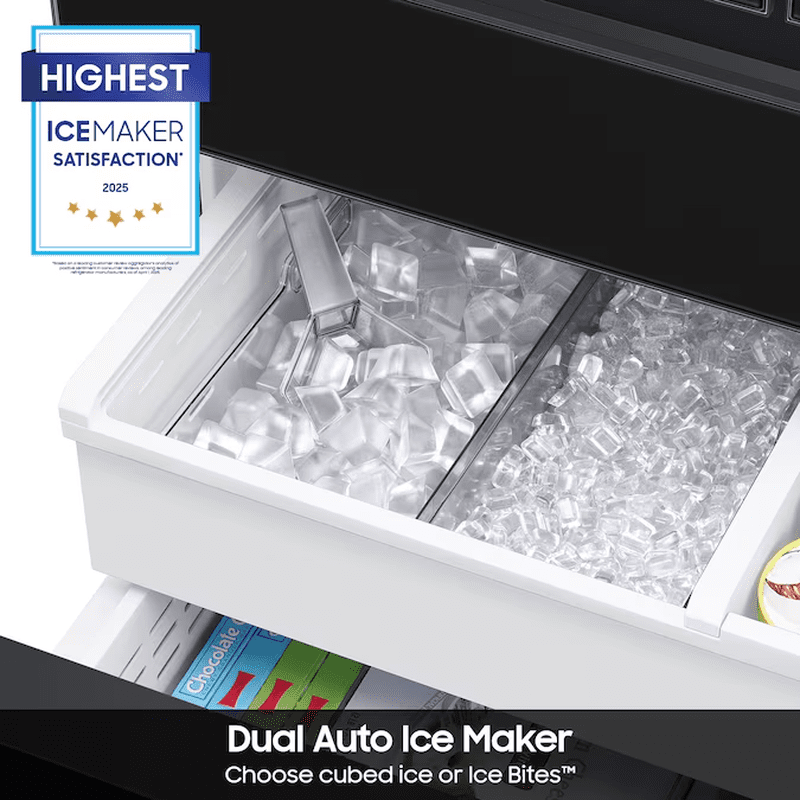 Bespoke Standard-Depth Family Hub 29-Cu Ft 4 -Door 36-In Wide Smart Compatible French Door Refrigerator with Dual Ice Maker with Water Dispenser ( Charcoal Glass Top with Stainless Steel Bottom Panels ) ENERGY STAR Certified - Image 8