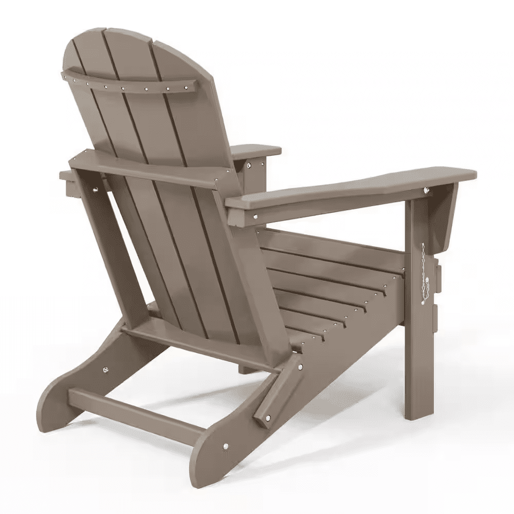 Laguna Fade Resistant Outdoor Patio HDPE Poly Plastic Classic Folding Adirondack Lawn Chair in Weathered Wood - Image 4