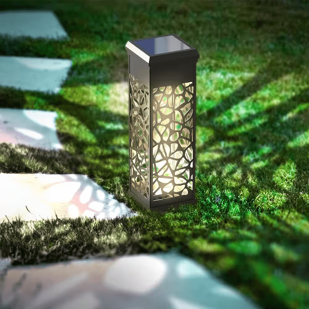 15 Lumen Matte Black Solar Mosaic Bollard Integrated LED Light (4-Pack) - Image 4